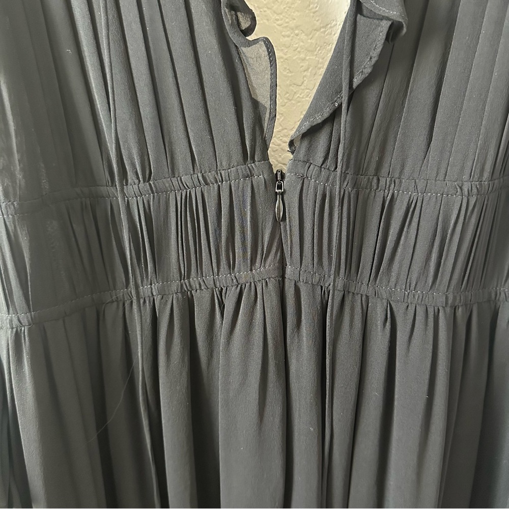 ULLA JOHNSON Florella Gown Noir Black Maxi Silk Gown Dress with Ruffles SZ US 8 - Picture 10 of 12